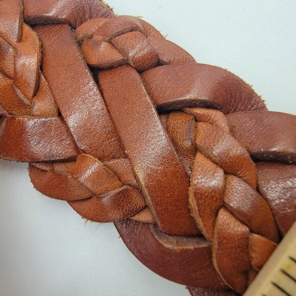 Vintage‎ Brown Braided  100% Genuine Leather Belt Y2K Argentina - Picture 7 of 7